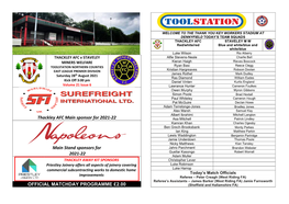Thackley AFC Main Sponsor for 2021-22 Main Stand Sponsors For