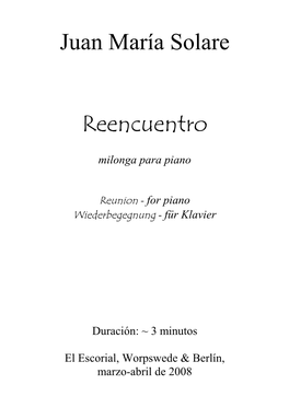 Reencuentro (Slow Milonga by Juan Maria Solare)