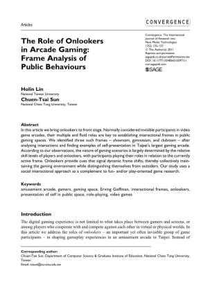 The Role of Onlookers in Arcade Gaming: Frame Analysis of Public