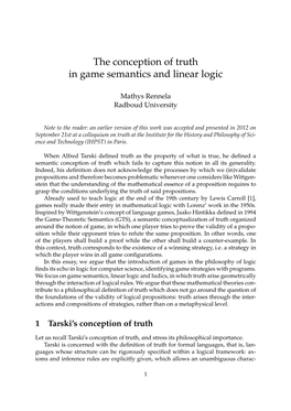 The Conception of Truth in Game Semantics and Linear Logic