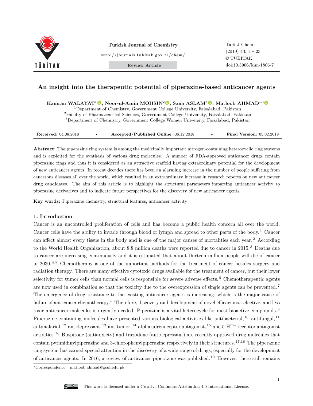 An Insight Into the Therapeutic Potential of Piperazine-Based Anticancer Agents