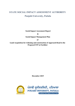 STATE SOCIAL IMPACT ASSESSMENT AUTHORITY Punjabi University, Patiala