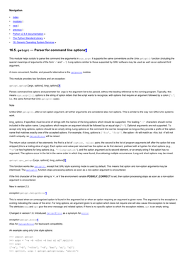 16.5. Getopt — Parser for Command Line Options — Python V2.6.4