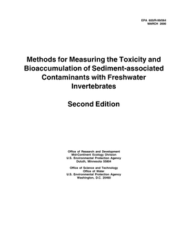 Methods for Measuring the Toxicity and Bioaccumulation of Sediment-Associated Contaminants with Freshwater Invertebrates