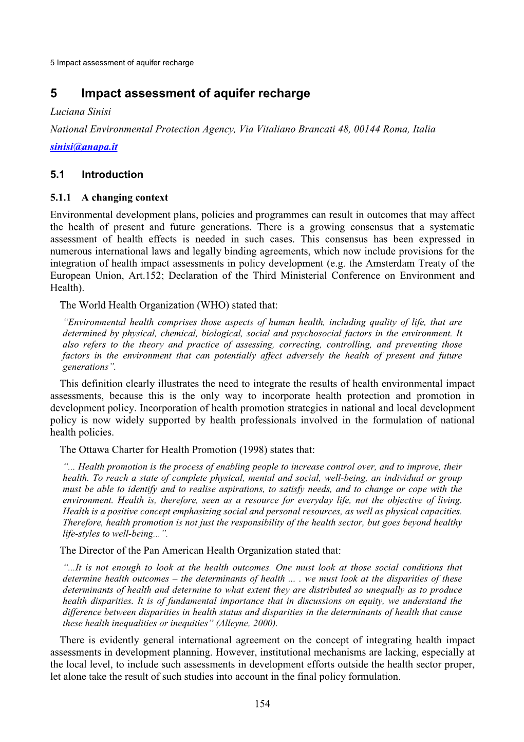 5 Impact Assessment of Aquifer Recharge