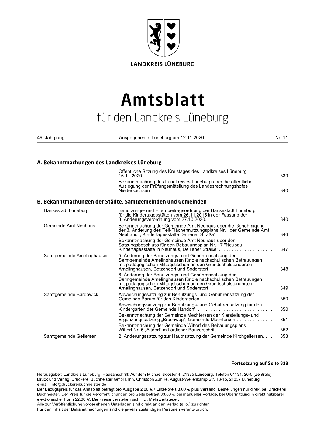 Amtsblatt Für Den Landkreis Lüneburg