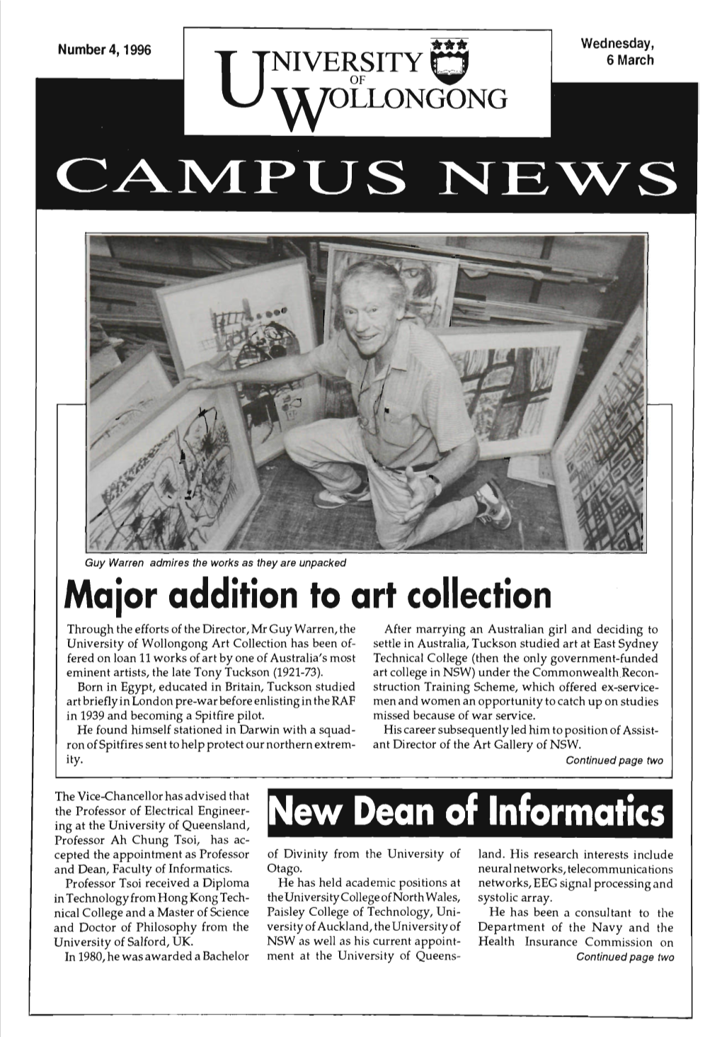 University of Wollongong Campus News 6 March 1996