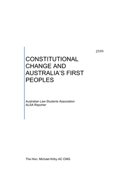 Constitutional Change and Australia's First Peoples