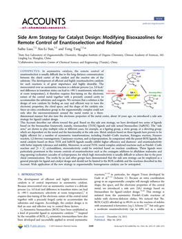 Side Arm Strategy for Catalyst Design: Modifying Bisoxazolines For