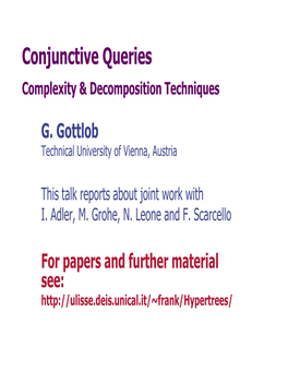 Conjunctive Queries Complexity & Decomposition Techniques