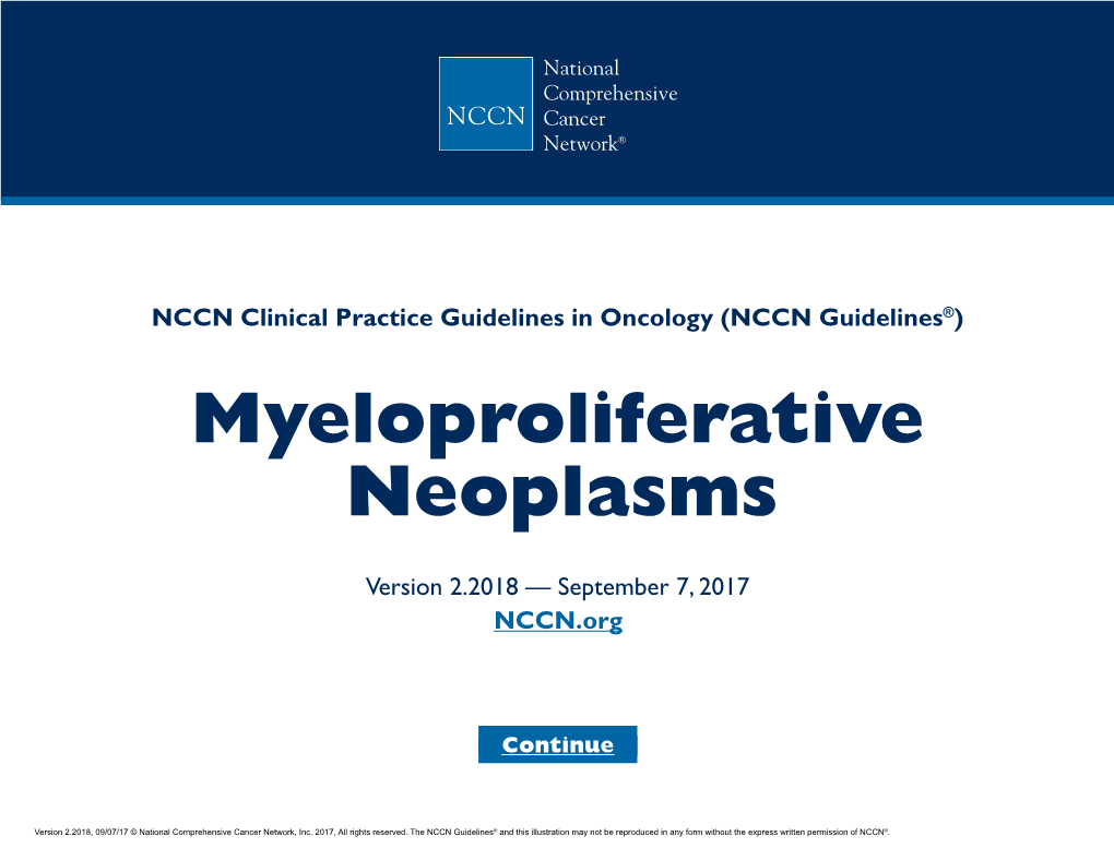 Myeloproliferative Neoplasms