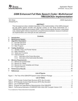 GSM Enhanced Full Rate Speech Coder: Multichannel Tms320c62x Implementation