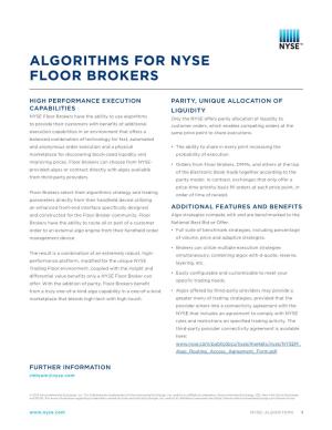 Algorithms for Nyse Floor Brokers