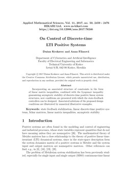 On Control of Discrete-Time LTI Positive Systems
