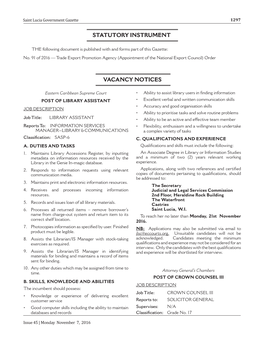 Vacancy Notices Statutory Instrument