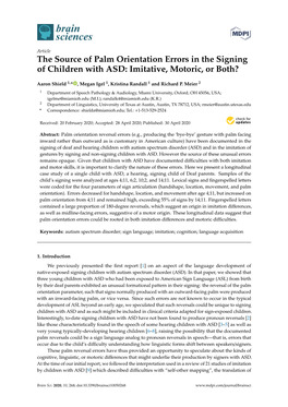 The Source of Palm Orientation Errors in the Signing of Children with ASD: Imitative, Motoric, Or Both?
