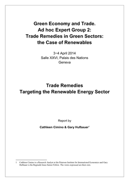 Trade Remedies, Targeting the Renewable Energy Sector