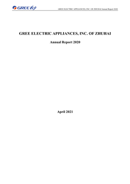 GREE ELECTRIC APPLIANCES, INC. of ZHUHAI Annual Report 2020