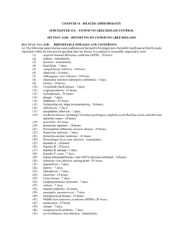 Health: Epidemiology Subchapter 41A