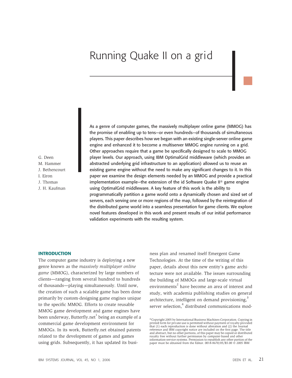 Running Quake II on a Grid