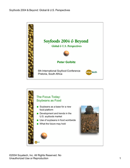 Soyfoods 2004 & Beyond