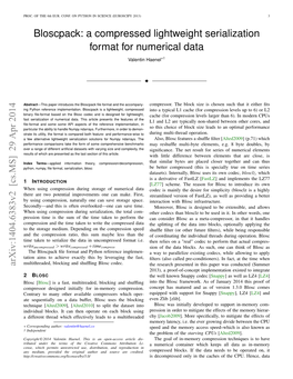 Bloscpack: a Compressed Lightweight Serialization Format for Numerical Data