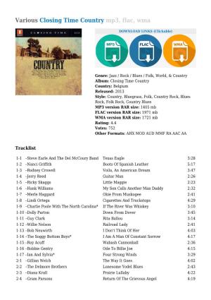 Various Closing Time Country Mp3, Flac, Wma