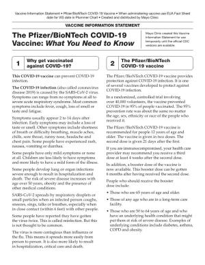 The Pfizer/Biontech COVID-19 Vaccine: What You Need to Know