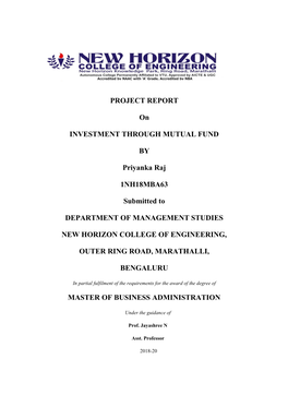 PROJECT REPORT on INVESTMENT THROUGH MUTUAL FUND BY