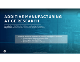 Additive Manufacturing at Ge Research