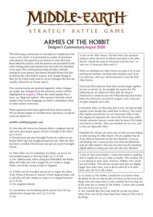 ARMIES of the HOBBIT Designer’S Commentary, August 2020