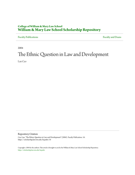 The Ethnic Question in Law and Development
