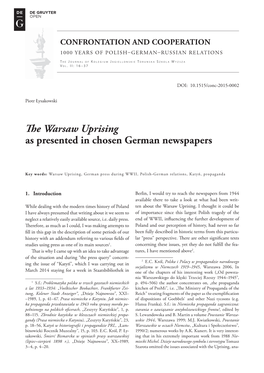 The Warsaw Uprising As Presented in Chosen German Newspapers 17