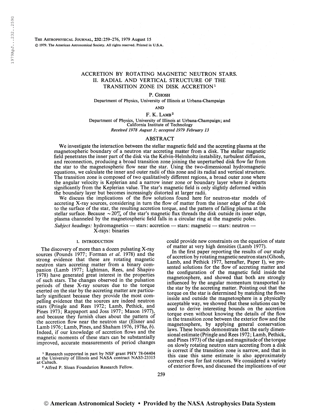 197 9Apj. . .232 . .259G the Astrophysical Journal