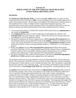 Application of the Polymerase Chain Reaction in Bacterial Identification