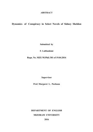 Dynamics of Conspiracy in Select Novels of Sidney Sheldon