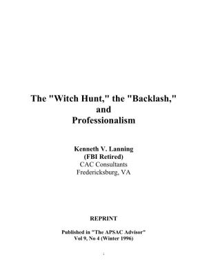 The Witch Hunt, Backlash and Professionalism (Kenneth Lanning