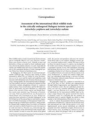 Assessment of the International Illicit Wildlife Trade in the Critically Endangered Malagasy Tortoise Species Astrochelys Yniphora and Astrochelys Radiata