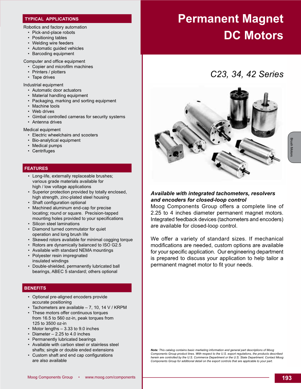 Permanent Magnet DC Brush Motors Technical Data Sheet