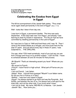 Celebrating the Exodus from Egypt in Egypt