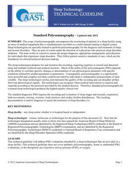 Standard Polysomnography - Updated July 2012