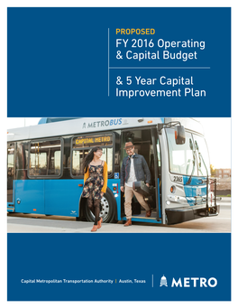 FY 2016 Operating & Capital Budget & 5 Year Capital Improvement Plan