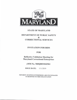 State of Maryland Invitation for Bids