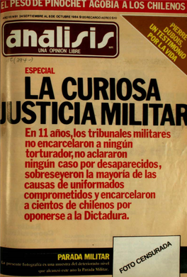 En 11 Ańos, Los Tribunales Militares No Encarcelaron a Ningún Torturador
