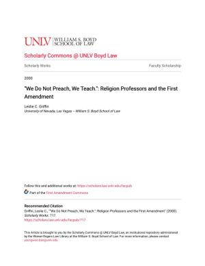 Religion Professors and the First Amendment