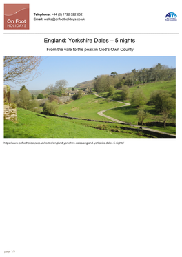 England: Yorkshire Dales – 5 Nights from the Vale to the Peak in God's Own County