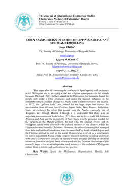 The Journal of International Civilization Studies Uluslararası Medeniyet Çalışmaları Dergisi Volume I/ Issue II- Winter 2016 ISSN: 2548-0146, Nevşehir/ TURKEY