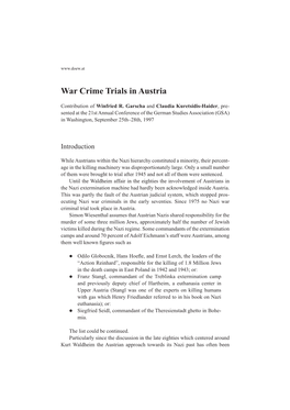 War Crime Trials in Austria