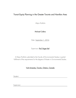 Transit Equity Planning in the Greater Toronto and Hamilton Area