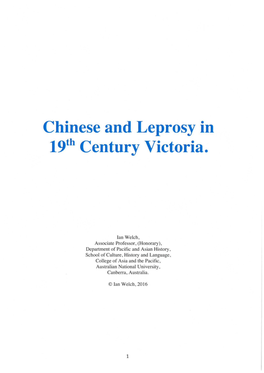 Chinese and Leprosy in 19Th Century Victoria
